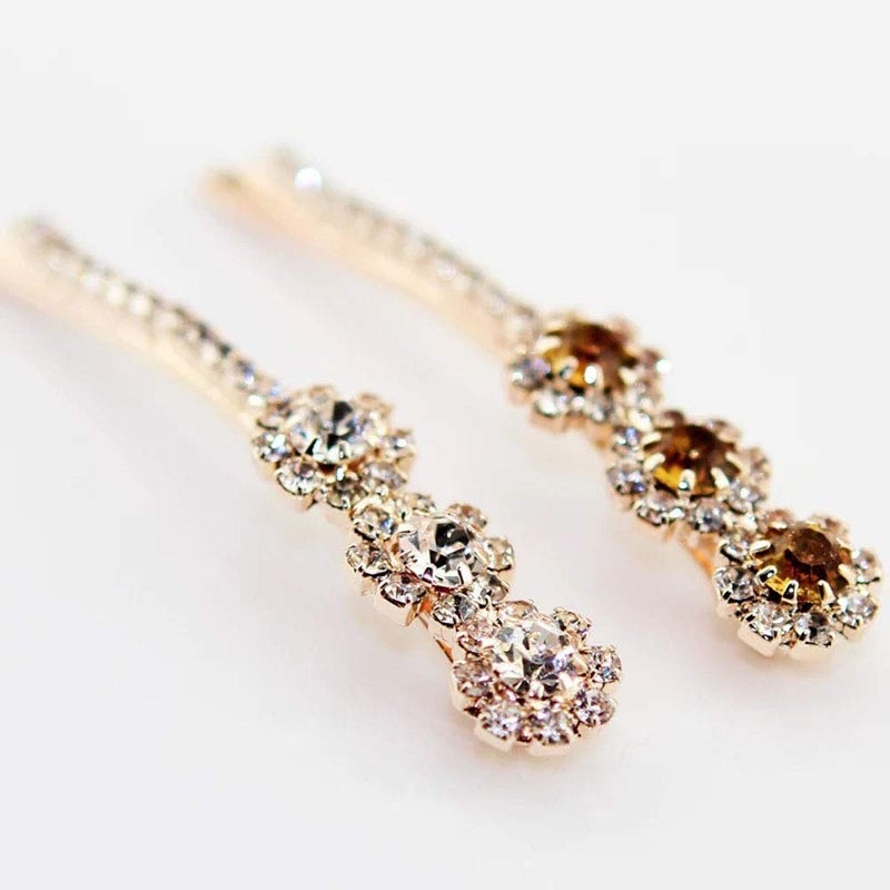 Suoirblss 4 PCS Women Lady Crystal Hairpins Rhinestone Elegant Flower Hair Snap Clip Hair Pin Clamps Accessories Bobby Pin Headwear - Image 3